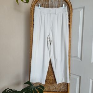 AYR White Cream Tapered Crop Trousers Pants